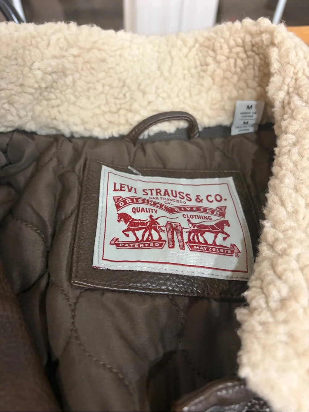 Levi's Brown men’s leather Sherpa Collar Jacket M NWOT